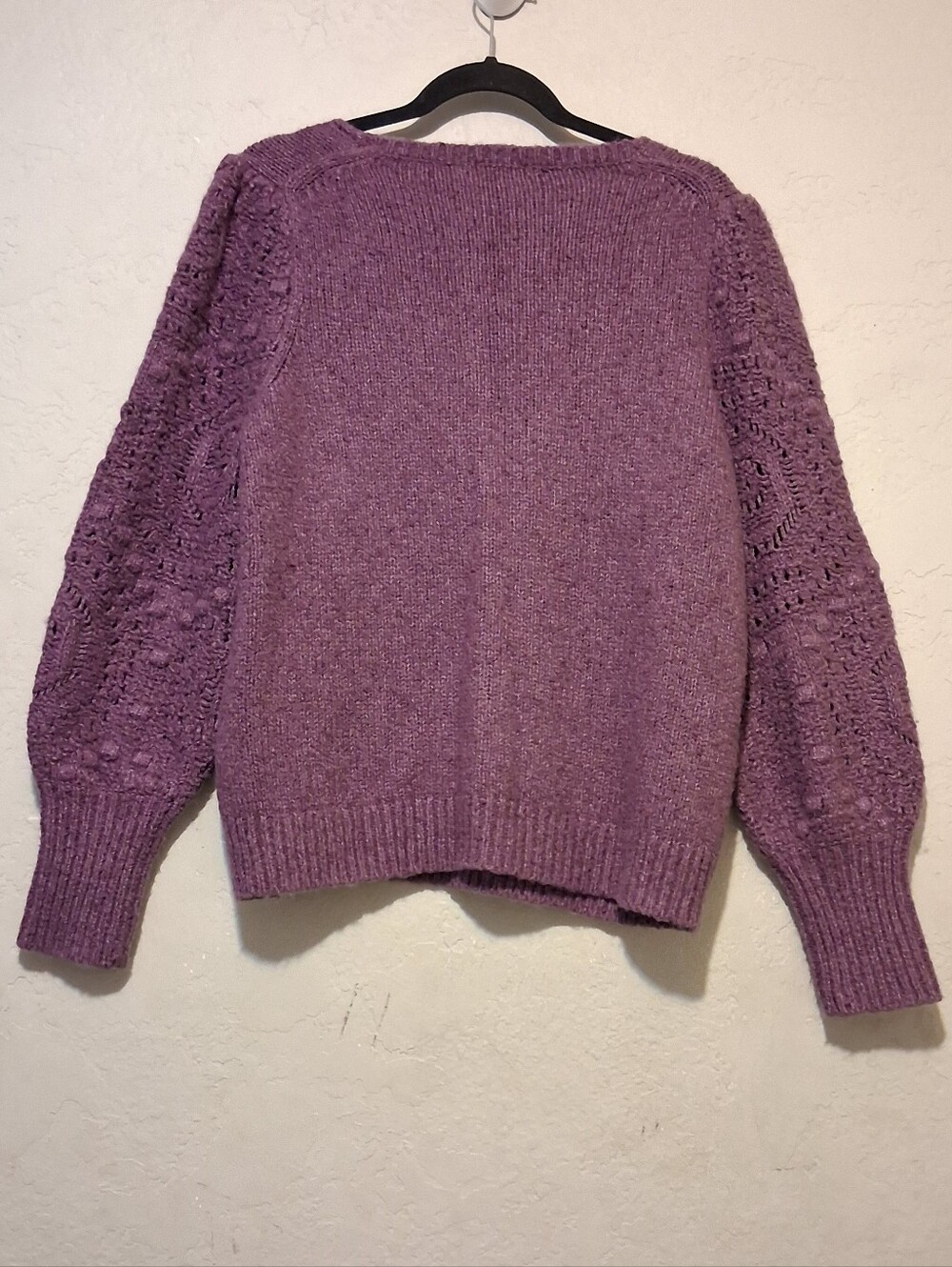 Sundance Yessica Sweater Open Knit Sleeve Women Purple XL Quiet Luxury Preppy - Picture 5 of 16